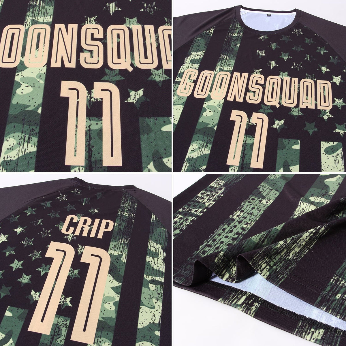 Custom Camo Vegas Gold-Black American Flag Fashion Sublimation Salute To Service Soccer Uniform Jersey photo 7