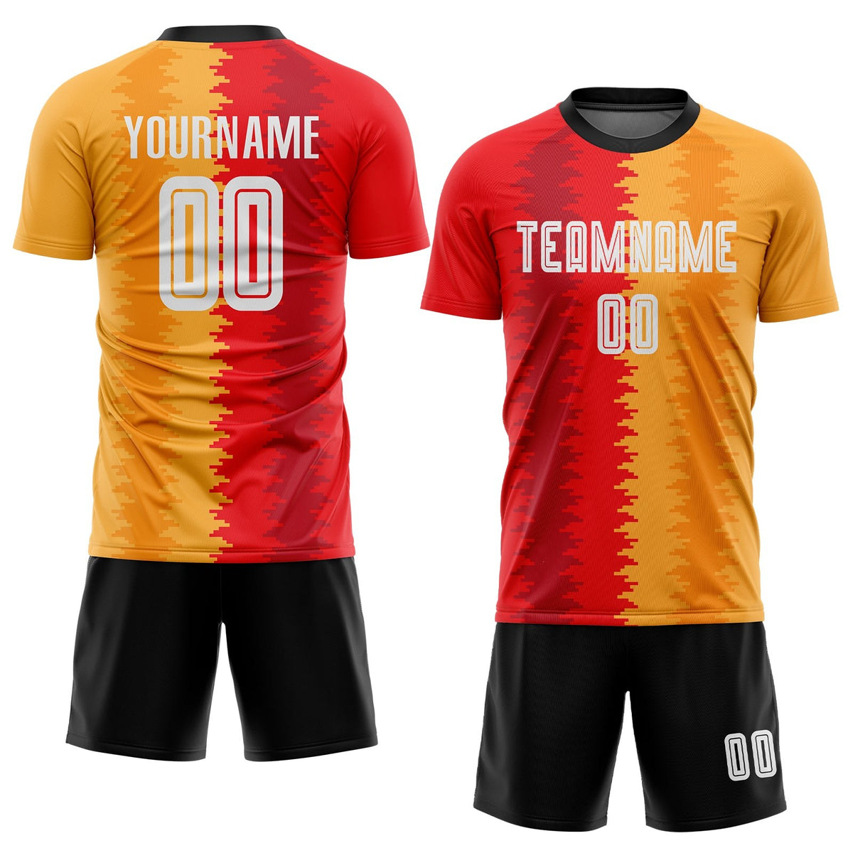 Custom Gold White-Black Sublimation Soccer Uniform Jersey photo 2