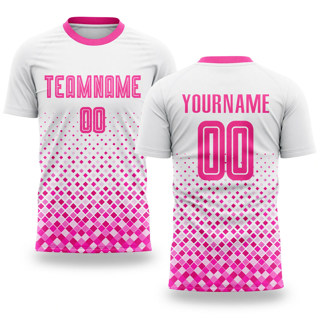 Custom White Pink Sublimation Soccer Uniform Jersey