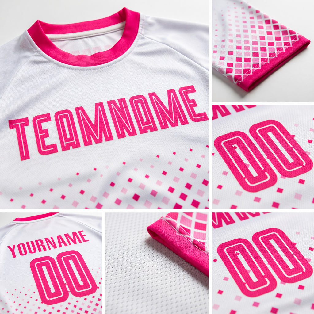 Custom White Pink Sublimation Soccer Uniform Jersey detail