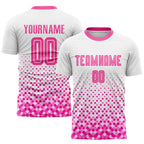 Custom White Pink Sublimation Soccer Uniform Jersey photo 1