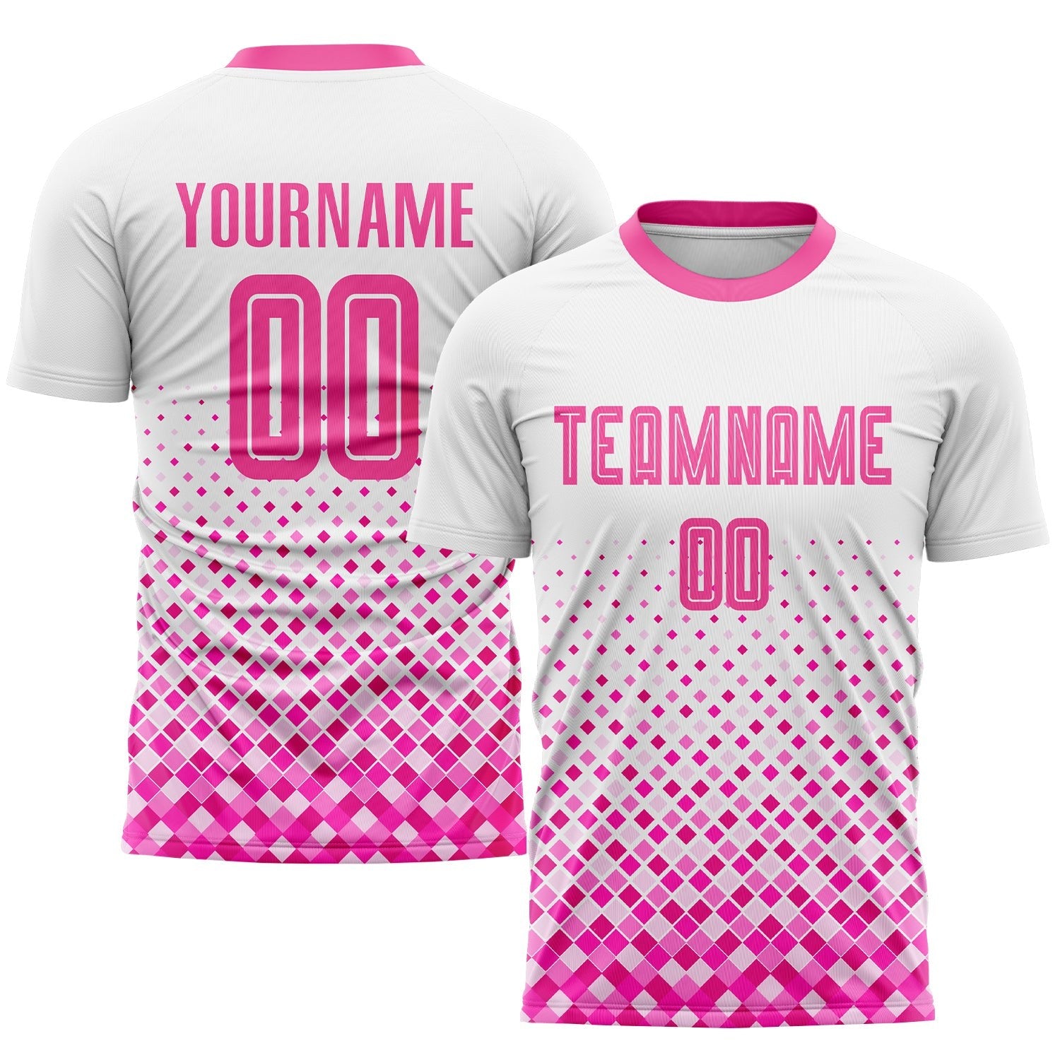 Custom White Pink Sublimation Soccer Uniform Jersey photo 1