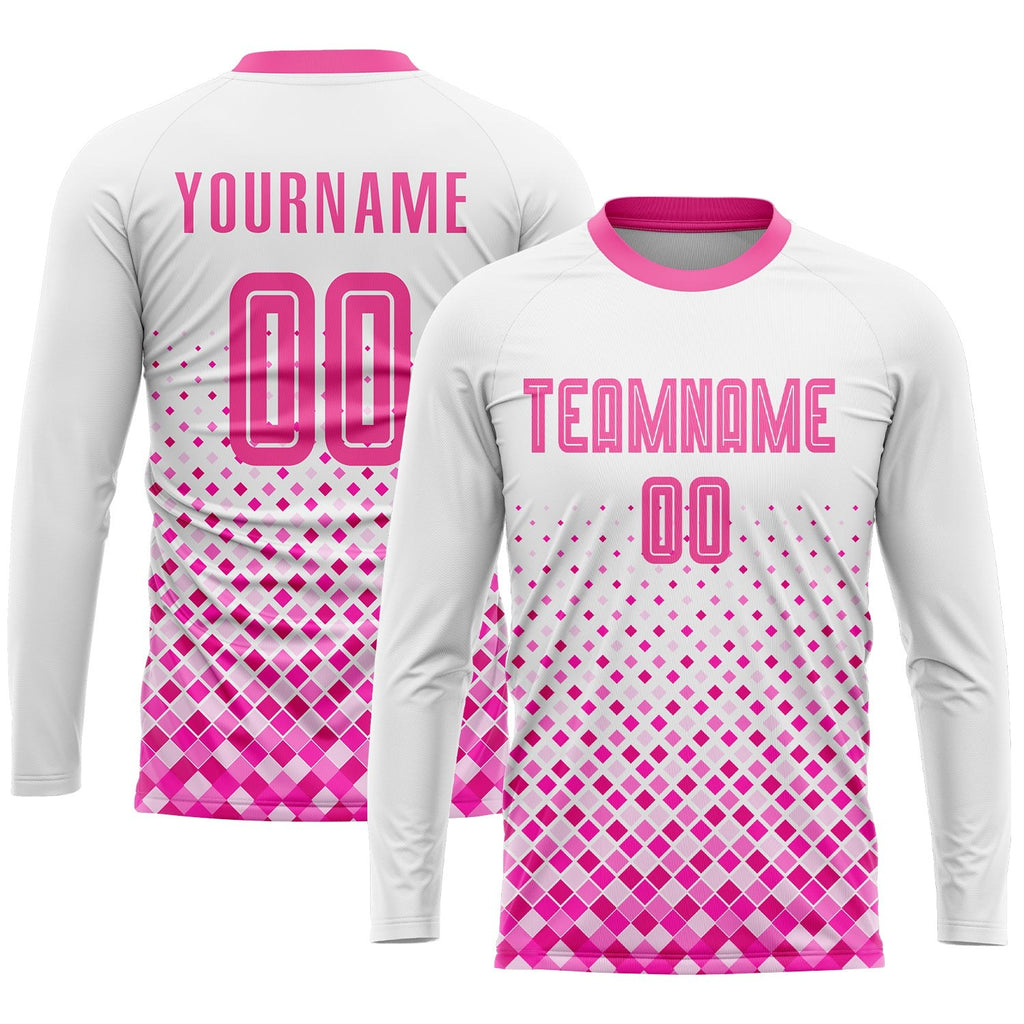 Custom White Pink Sublimation Soccer Uniform Jersey photo 2