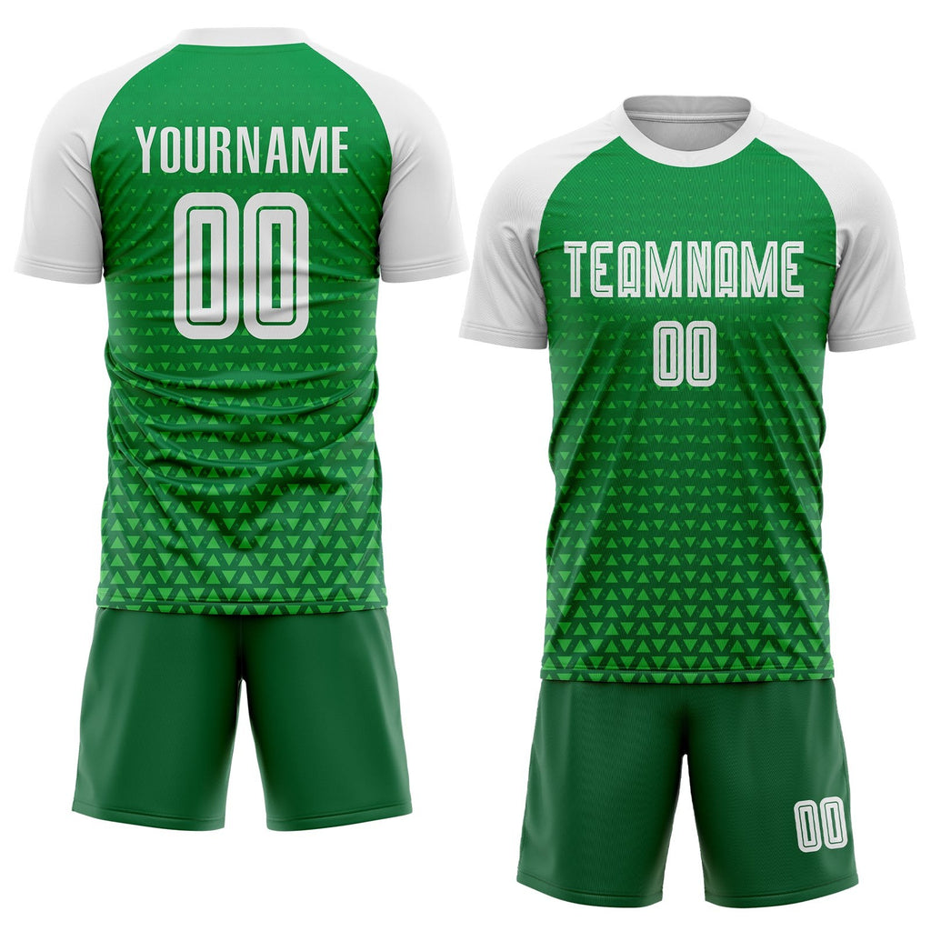 Custom Kelly Green White Sublimation Soccer Uniform Jersey photo 2