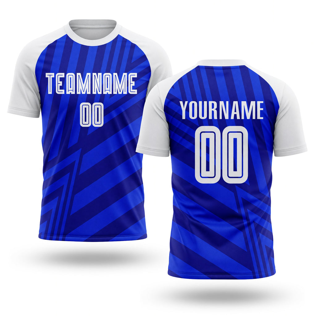 Custom Royal White-Navy Sublimation Soccer Uniform Jersey
