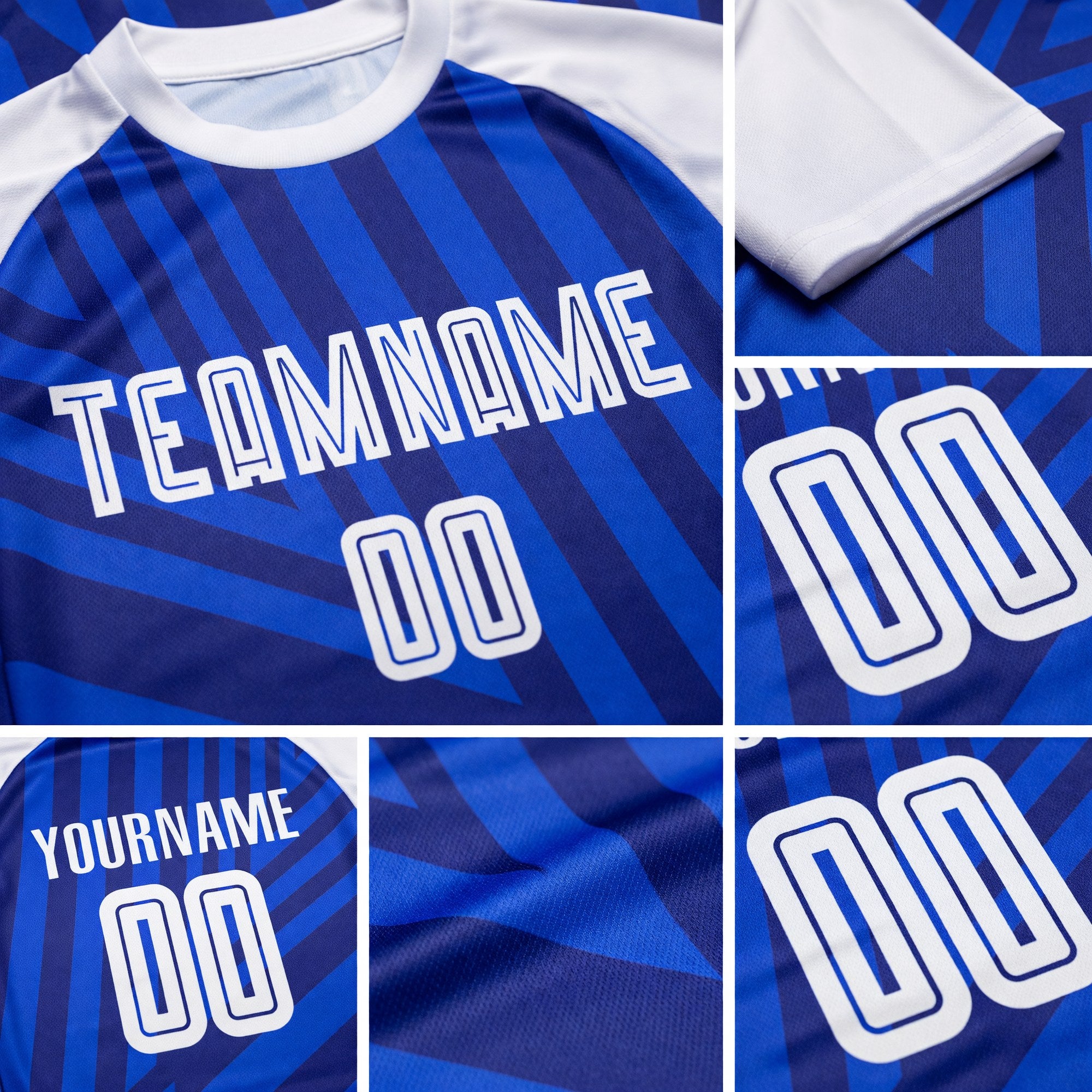 Custom Royal White-Navy Sublimation Soccer Uniform Jersey detail