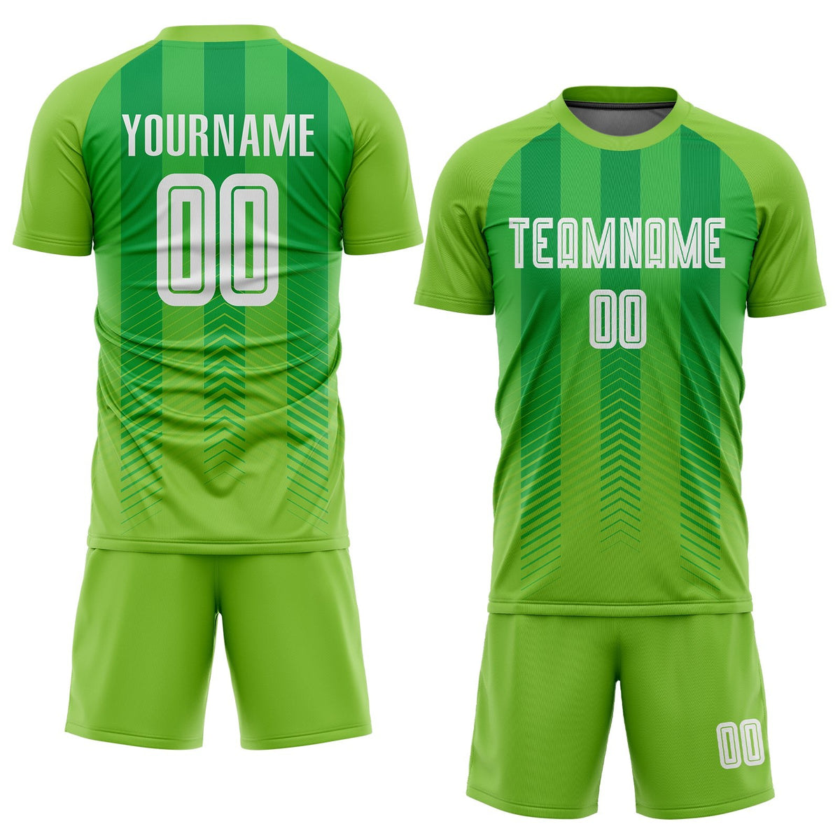 Custom Neon Green White-Kelly Green Sublimation Soccer Uniform Jersey photo 2