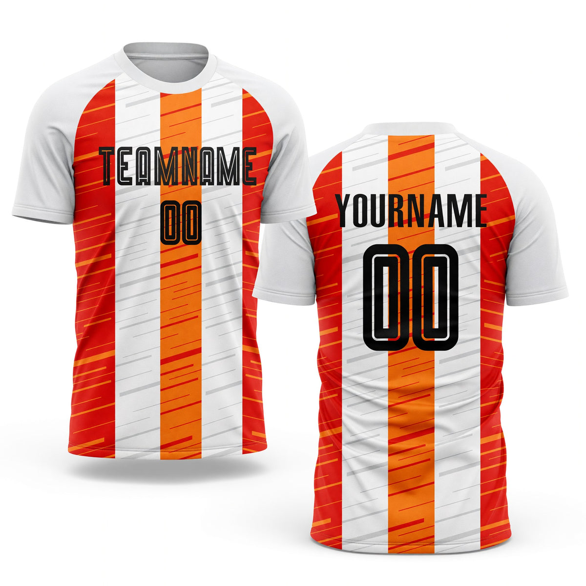 Custom White Black-Orange Sublimation Soccer Uniform Jersey