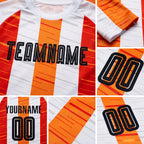 Custom White Black-Orange Sublimation Soccer Uniform Jersey detail