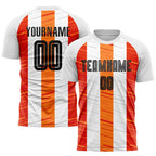Custom White Black-Orange Sublimation Soccer Uniform Jersey photo 1