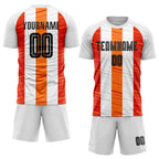 Custom White Black-Orange Sublimation Soccer Uniform Jersey photo 2