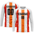 Custom White Black-Orange Sublimation Soccer Uniform Jersey photo 3