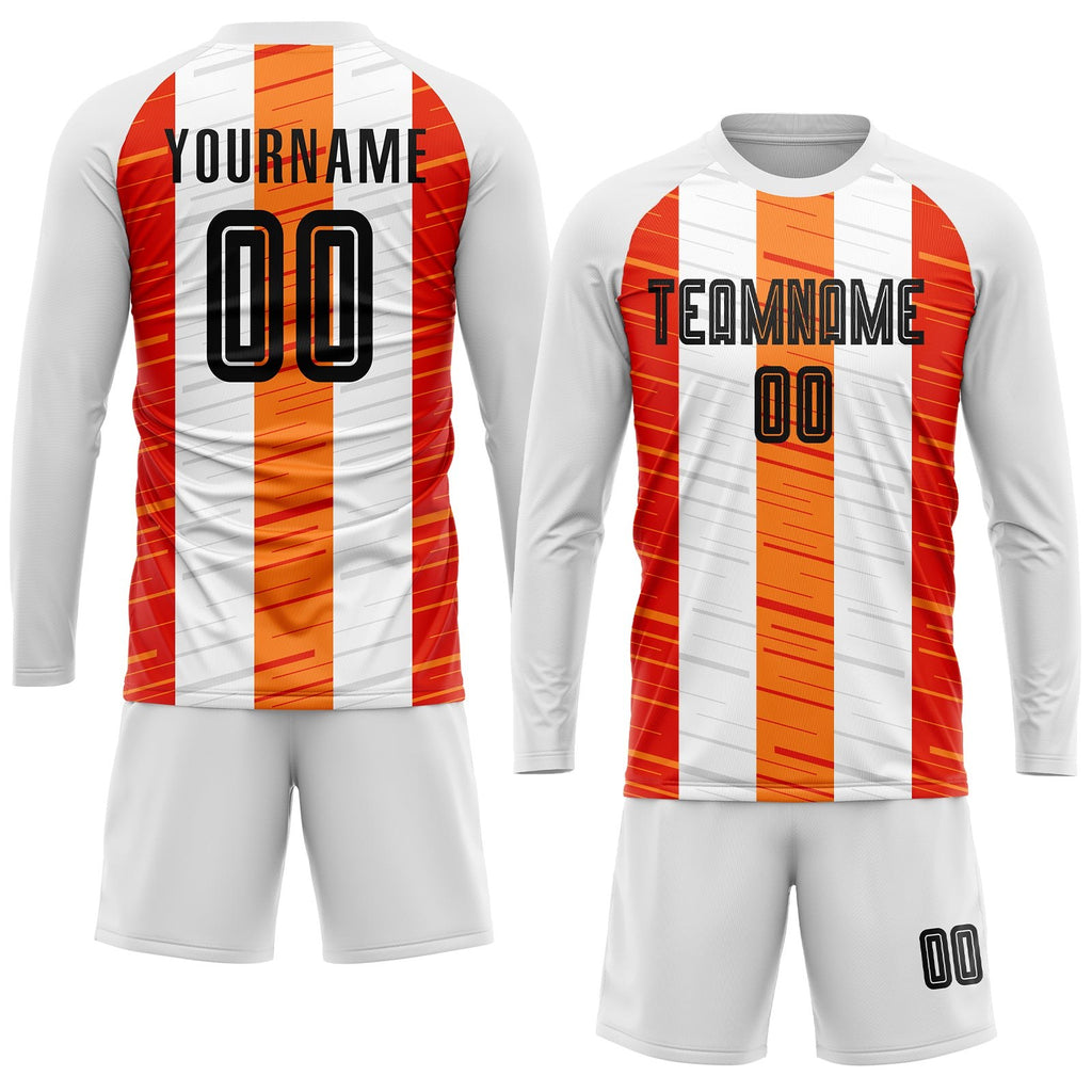 Custom White Black-Orange Sublimation Soccer Uniform Jersey photo 4