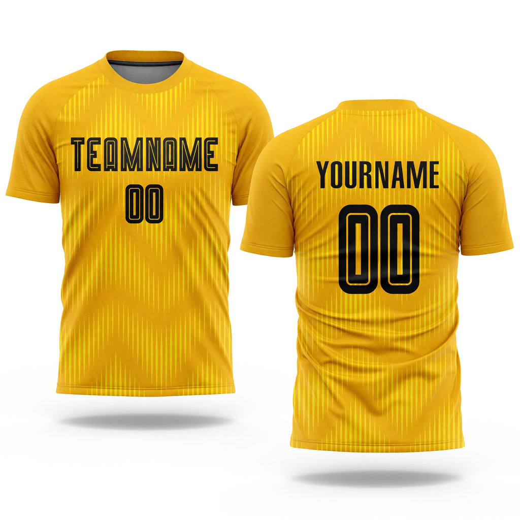Custom Gold Black Sublimation Soccer Uniform Jersey