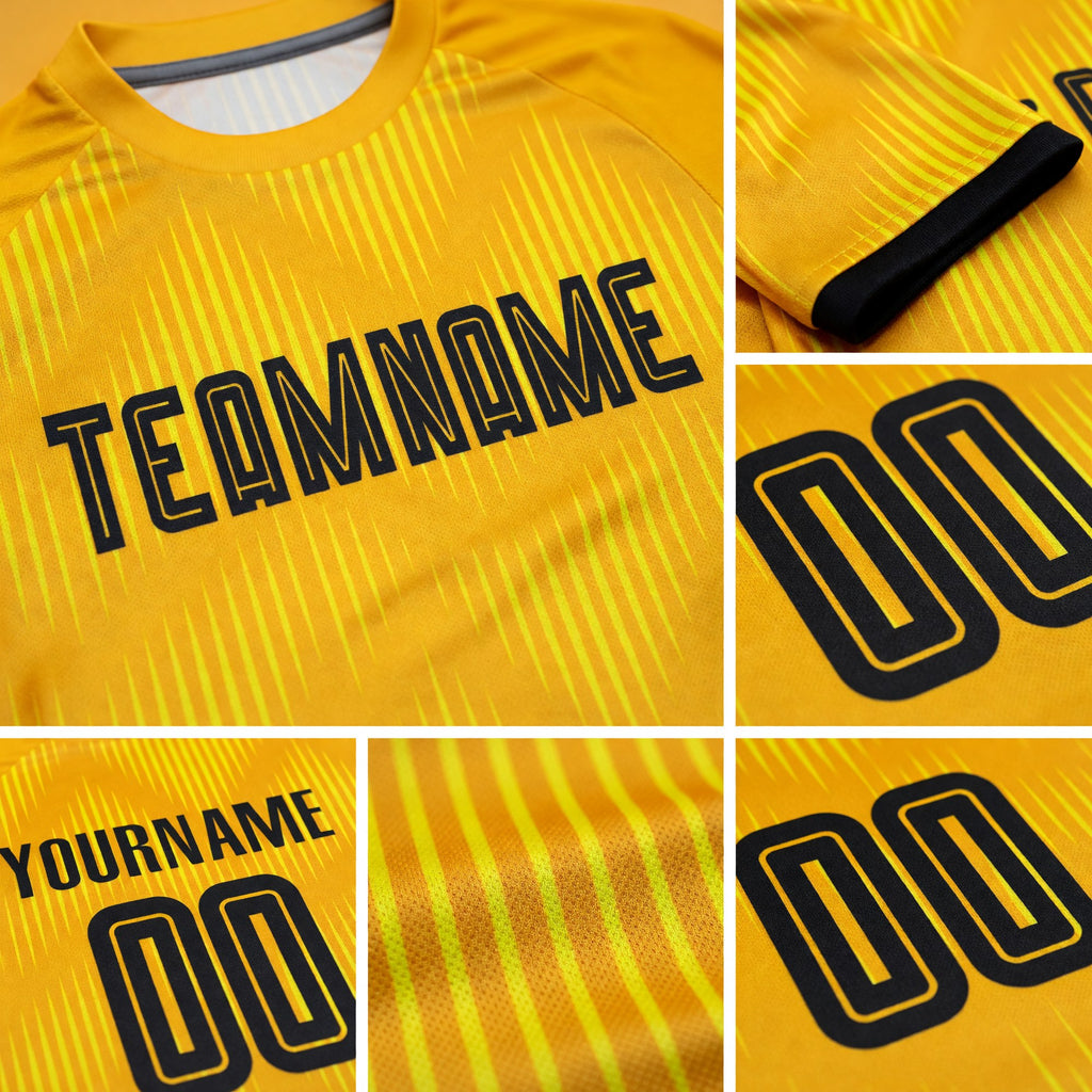Custom Gold Black Sublimation Soccer Uniform Jersey detail
