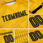 Custom Gold Black Sublimation Soccer Uniform Jersey detail
