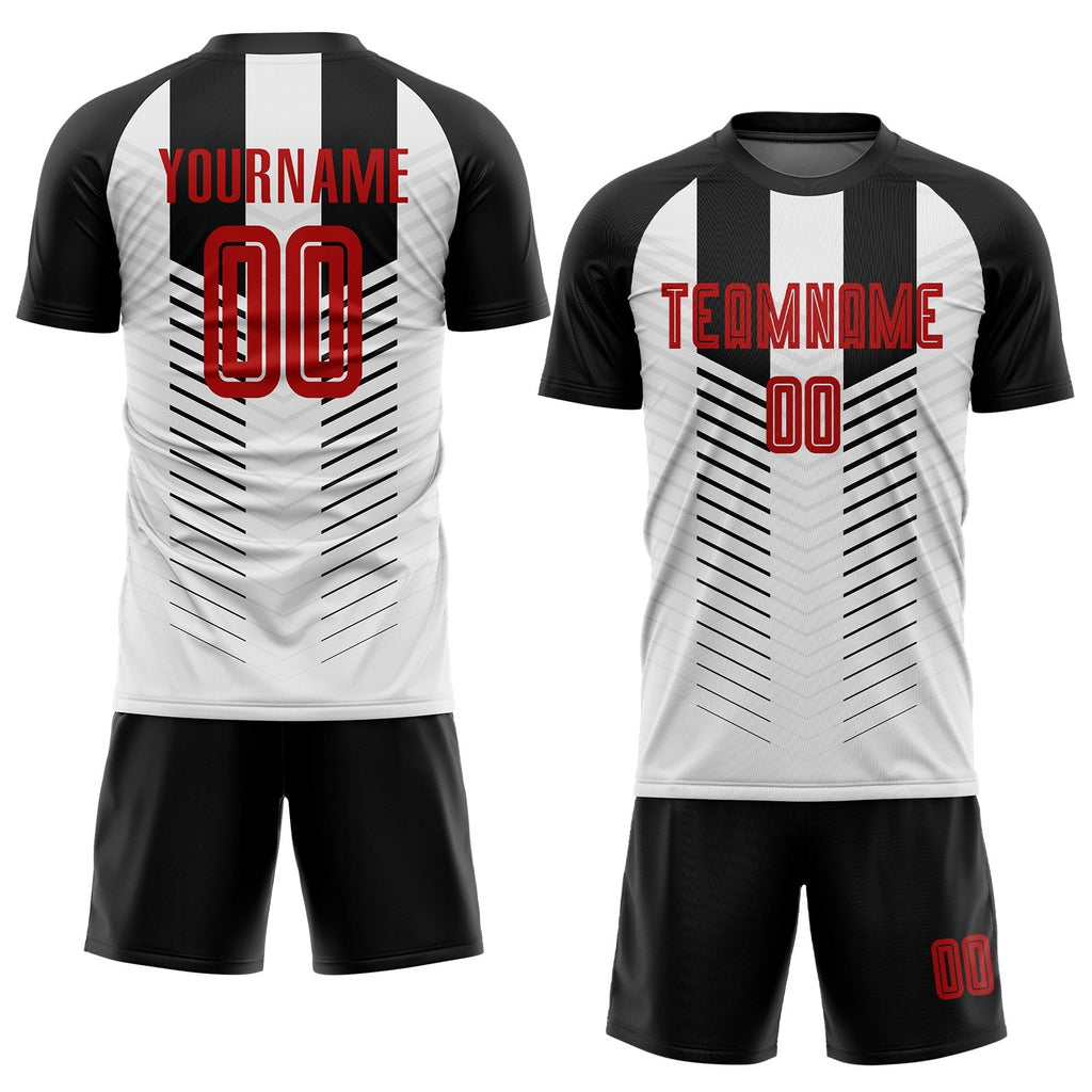 Custom Black Red-White Sublimation Soccer Uniform Jersey photo 2