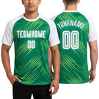 Custom Neon Green White-Kelly Green Sublimation Soccer Uniform Jersey worn front and back