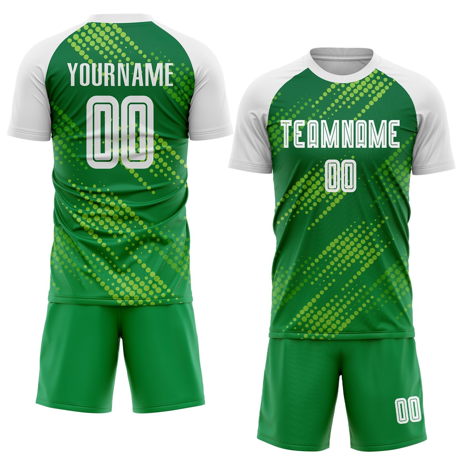 Custom Neon Green White-Kelly Green Sublimation Soccer Uniform Jersey photo 2
