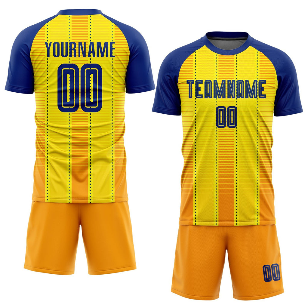 Custom Gold Royal-Orange Sublimation Soccer Uniform Jersey photo 2