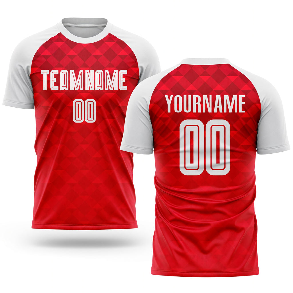 Custom Red White Away Sublimation Soccer Uniform Jersey