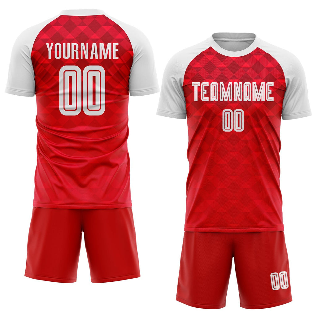 Custom Red White Away Sublimation Soccer Uniform Jersey photo 2