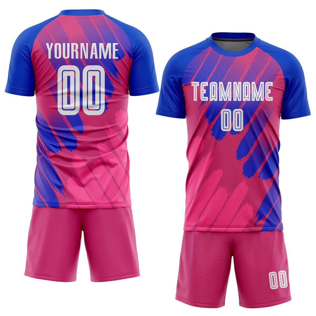 Custom Pink White-Royal Third Sublimation Soccer Uniform Jersey photo 2