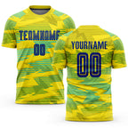 Custom Gold Royal-Light Blue Away Sublimation Soccer Uniform Jersey