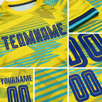 Custom Gold Royal-Light Blue Away Sublimation Soccer Uniform Jersey detail