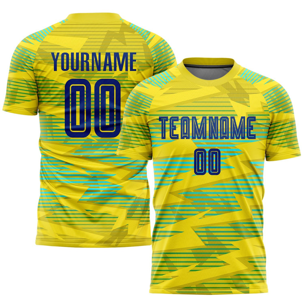 Custom Gold Royal-Light Blue Away Sublimation Soccer Uniform Jersey photo 1