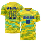 Custom Gold Royal-Light Blue Away Sublimation Soccer Uniform Jersey photo 1