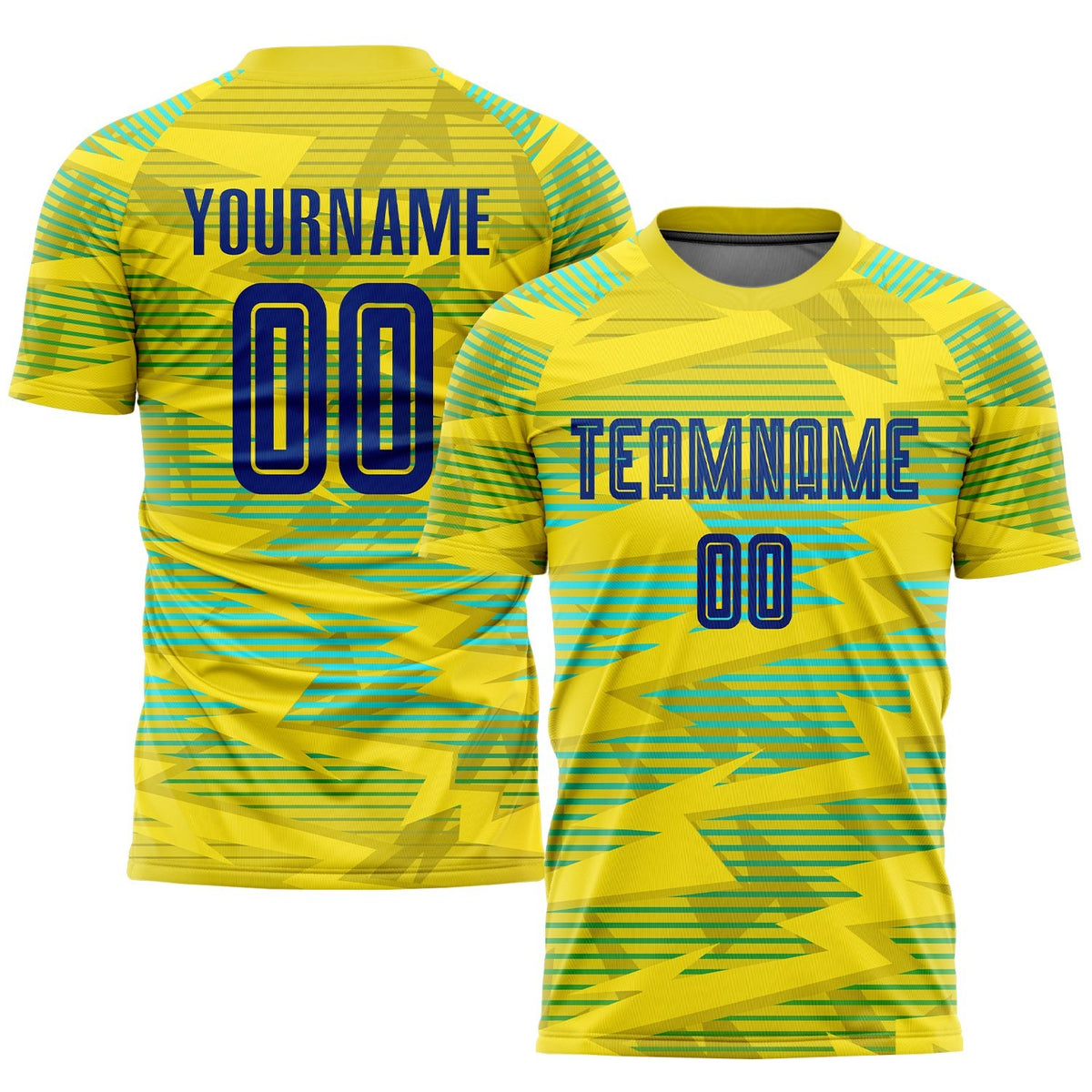 Custom Gold Royal-Light Blue Away Sublimation Soccer Uniform Jersey photo 1