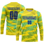 Custom Gold Royal-Light Blue Away Sublimation Soccer Uniform Jersey photo 2