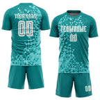 Custom Teal White Third Sublimation Soccer Uniform Jersey photo 2