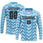 Custom Light Blue Black-White Home Sublimation Soccer Uniform Jersey photo 2
