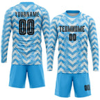 Custom Light Blue Black-White Home Sublimation Soccer Uniform Jersey photo 3