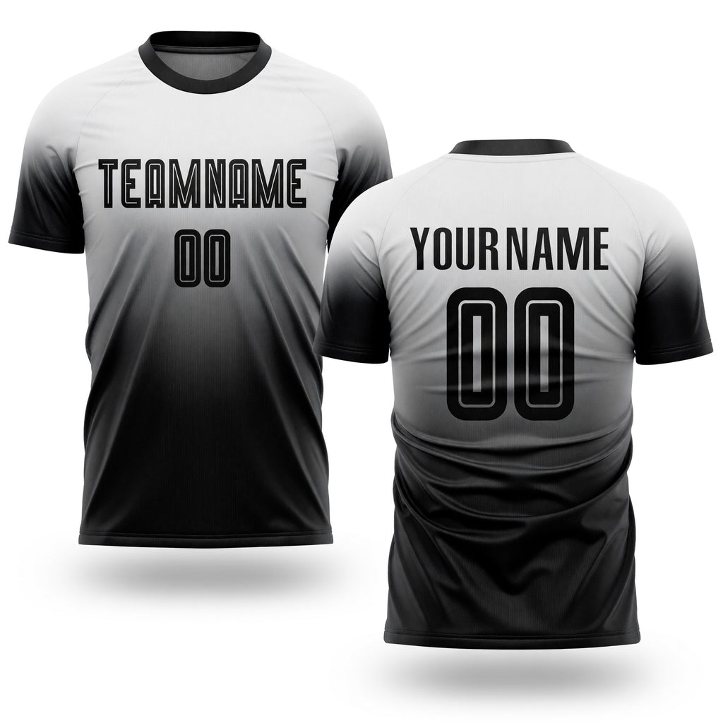 Custom White Black Sublimation Fade Fashion Soccer Uniform Jersey