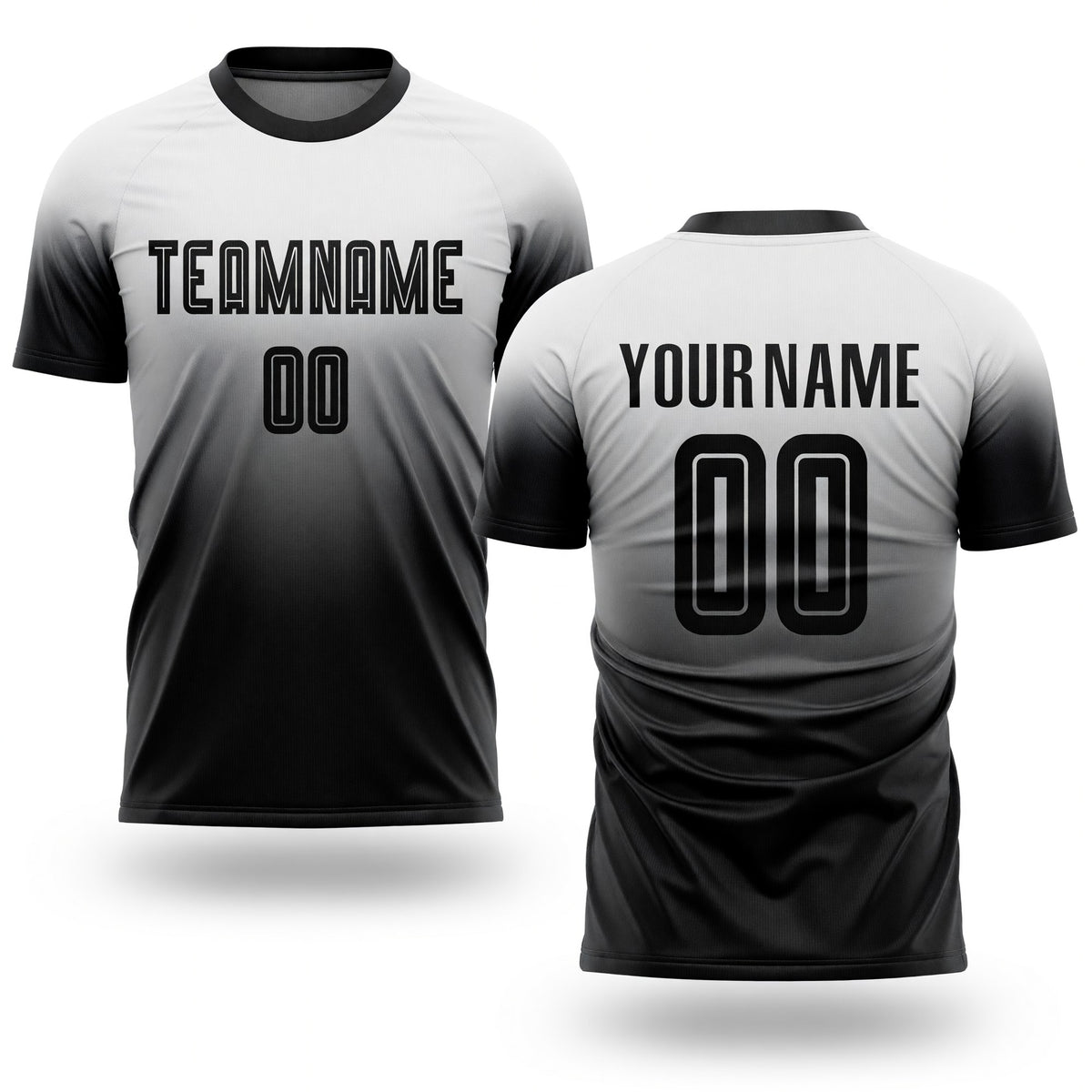 Custom White Black Sublimation Fade Fashion Soccer Uniform Jersey