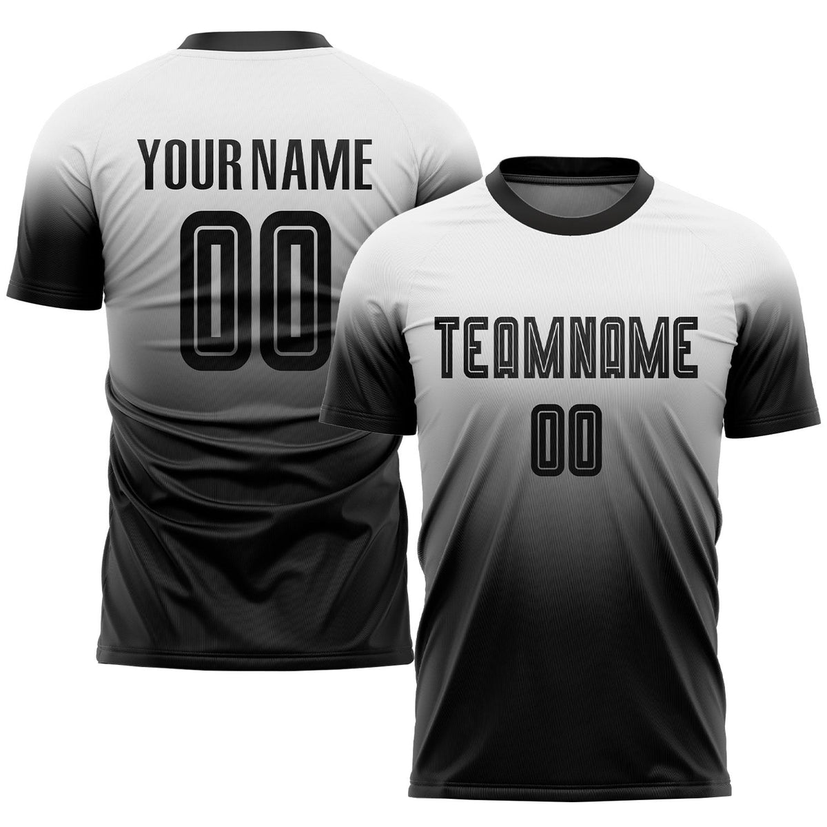 Custom White Black Sublimation Fade Fashion Soccer Uniform Jersey photo 1