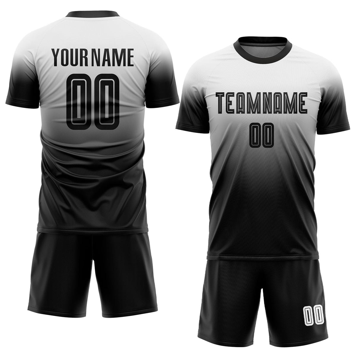 Custom White Black Sublimation Fade Fashion Soccer Uniform Jersey photo 2