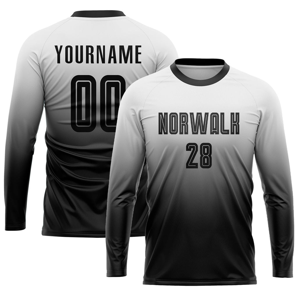 Custom White Black Sublimation Fade Fashion Soccer Uniform Jersey photo 3