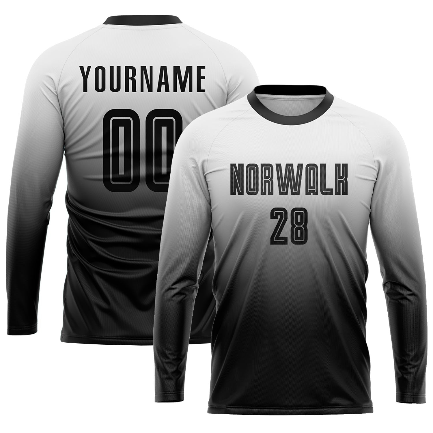 Custom White Black Sublimation Fade Fashion Soccer Uniform Jersey photo 3
