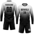 Custom White Black Sublimation Fade Fashion Soccer Uniform Jersey photo 4