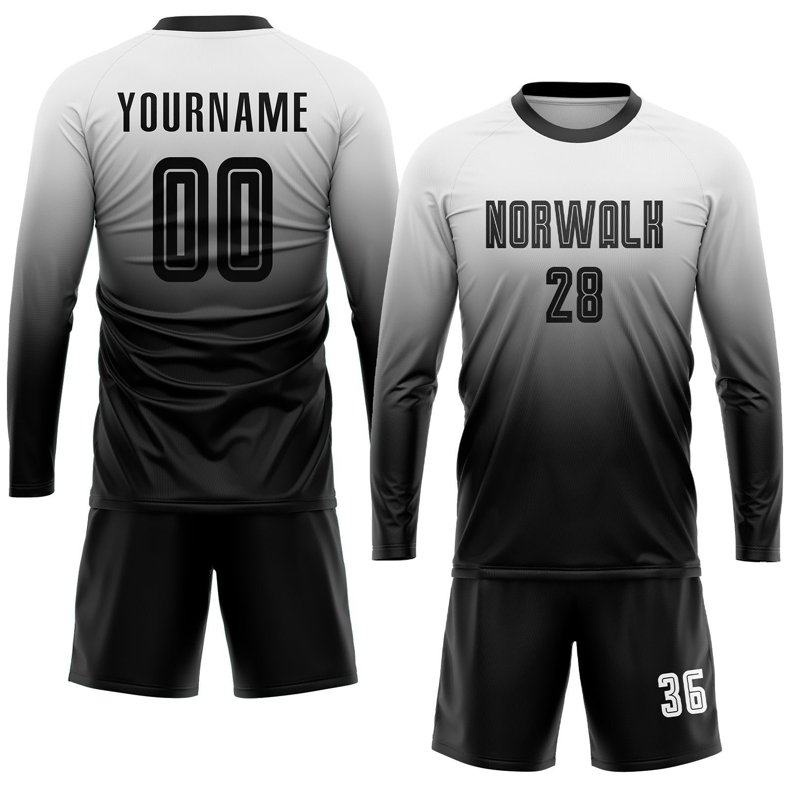 Custom White Black Sublimation Fade Fashion Soccer Uniform Jersey photo 4
