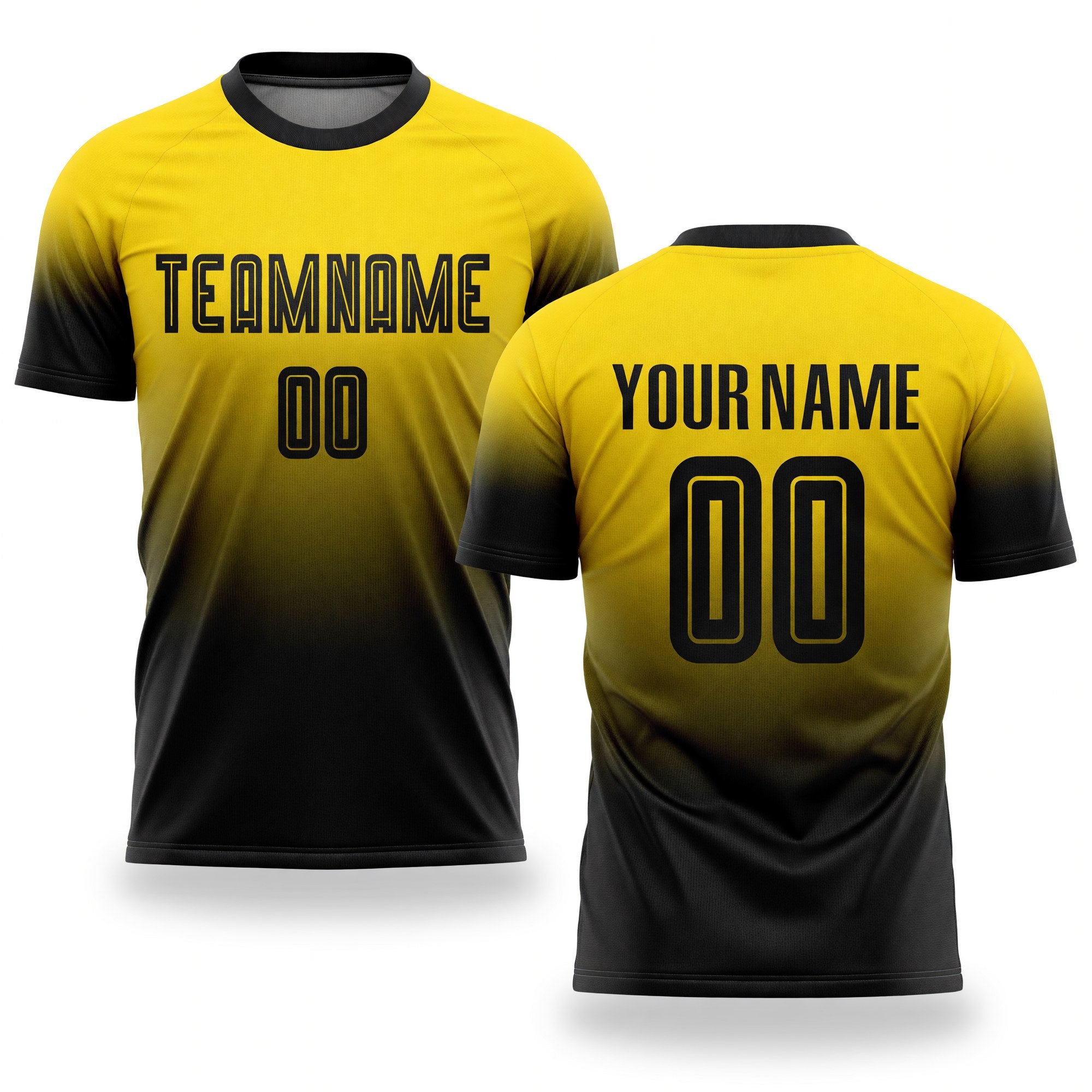 Custom Gold Black Sublimation Fade Fashion Soccer Uniform Jersey