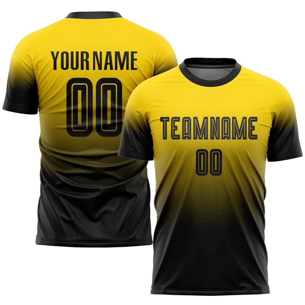 Custom Gold Black Sublimation Fade Fashion Soccer Uniform Jersey photo 1
