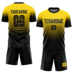 Custom Gold Black Sublimation Fade Fashion Soccer Uniform Jersey photo 2