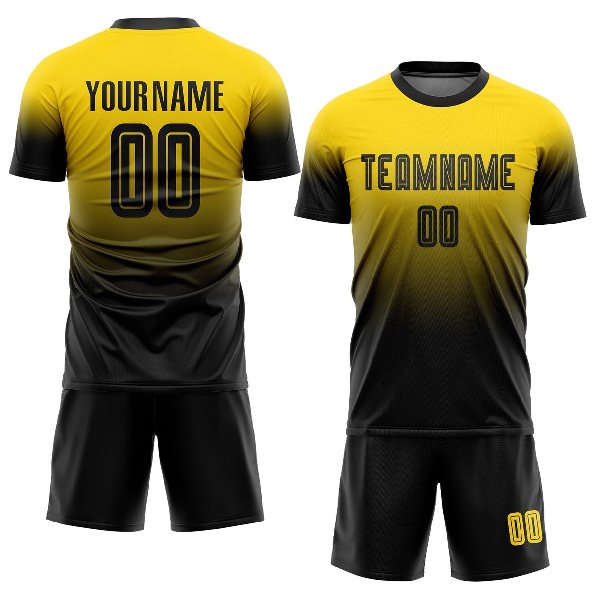 Custom Gold Black Sublimation Fade Fashion Soccer Uniform Jersey photo 2