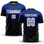 Custom Royal White-Black Sublimation Fade Fashion Soccer Uniform Jersey