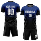 Custom Royal White-Black Sublimation Fade Fashion Soccer Uniform Jersey photo 2